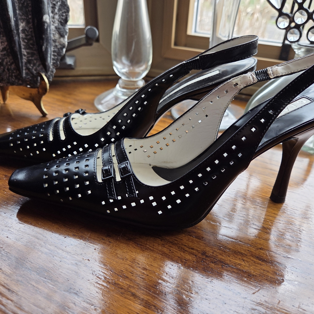 Gianni Bini Black Cut-Out Slingback Heels